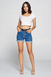 BELTED DENIM SHORTS