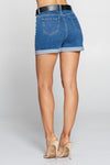 BELTED DENIM SHORTS