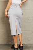 Professional Poise Buckled Midi Skirt (Online Only)