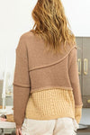 Texture Detail Contrast Drop Shoulder Sweater (Online Only)