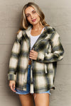 By The Fireplace Oversized Plaid Shacket in Olive (Online Only)