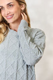 Cable Knit Round Neck Sweater Set Top (Online Only)