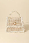 Pearly Trim Woven Handbag (Online Only)