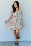Follow Me Full Size V-Neck Ruffle Sleeve Floral Dress (Online Only)