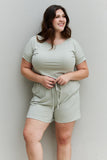 Chilled Out Full Size Short Sleeve Romper in Light Sage (Online Only)