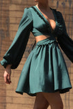 GREEN WITH ENVY CUTOUT DRESS