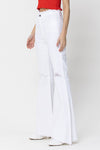 HIGH RISE WHITE DISTRESSED KNEE FLARE JEANS